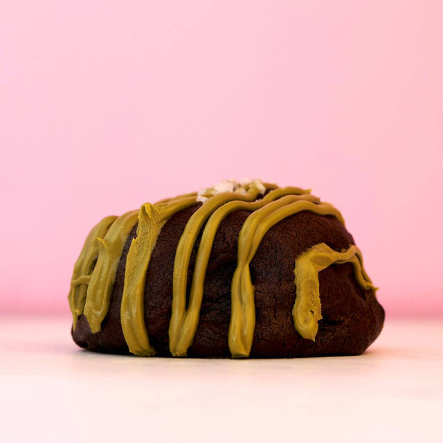 Dubai chocolate cookie close-up, handmade in Hove