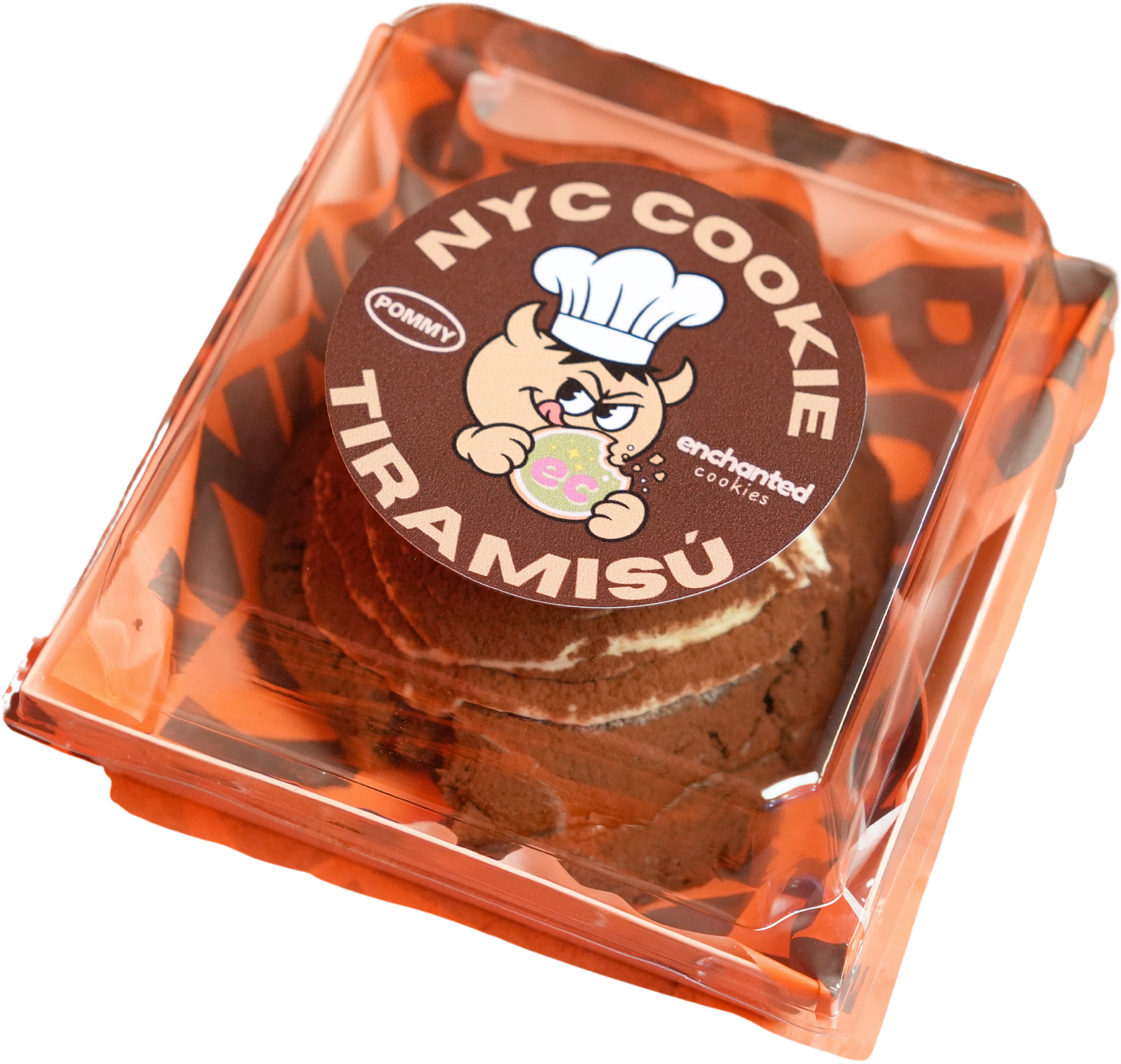 The real Pommy’s and Enchanted Tiramisù cookie in its collaboration packaging