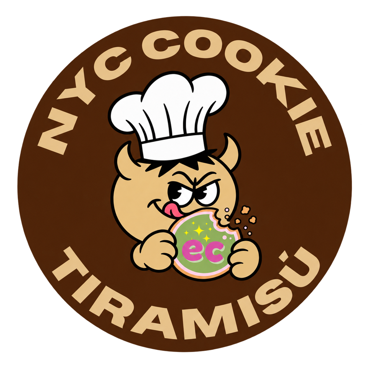 NYC Cookie Tiramisù collaboration sticker with the chef mascot